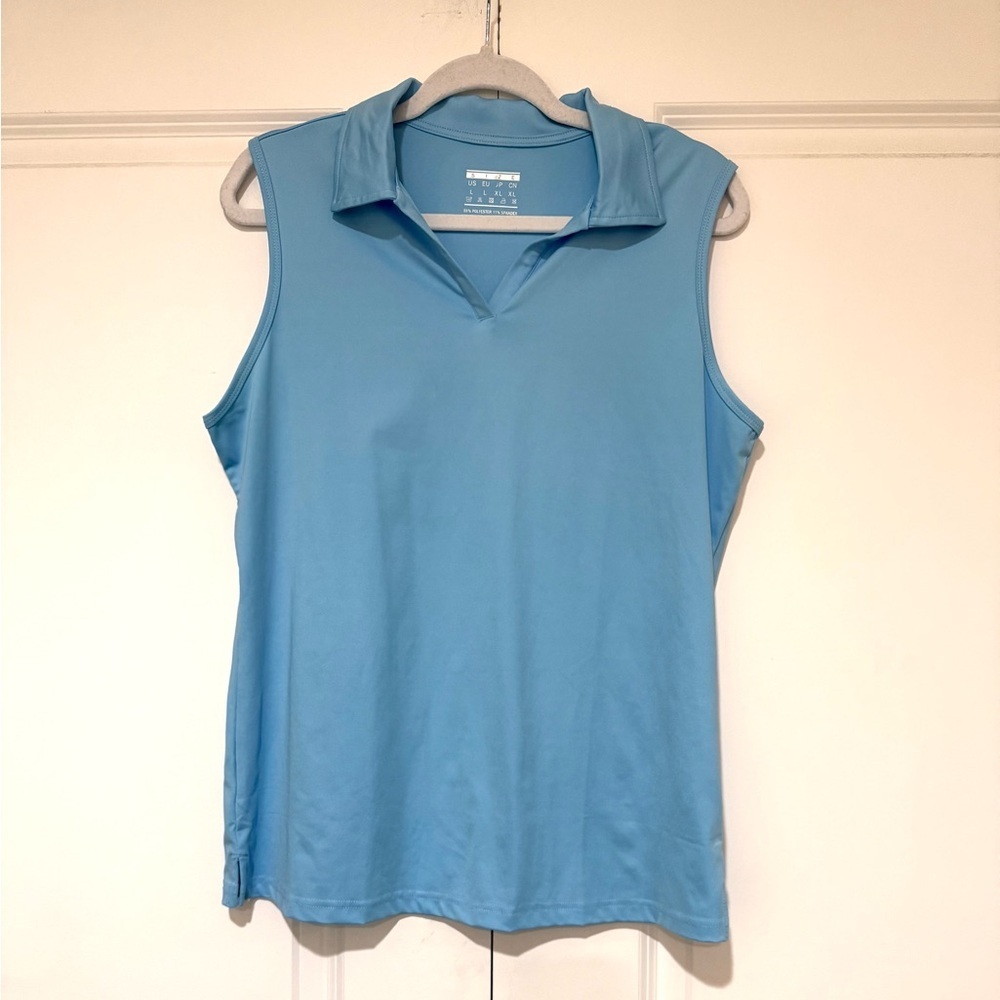Sleeveless Polo Top in Light Blue